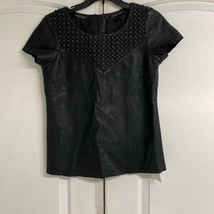 Madison Scotch black sheep leather top